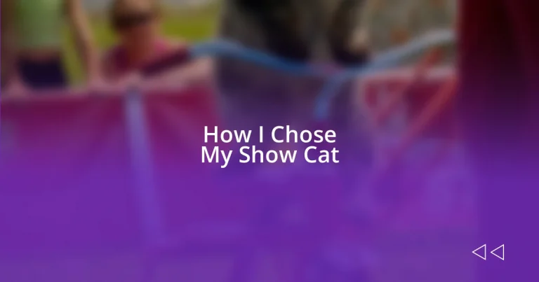 How I Chose My Show Cat