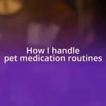 How I handle pet medication routines