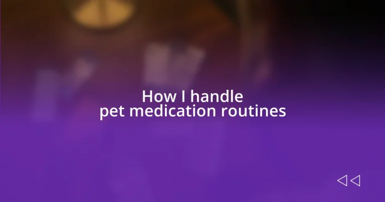 How I handle pet medication routines