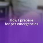 How I prepare for pet emergencies