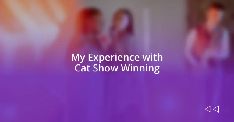 My Experience with Cat Show Winning