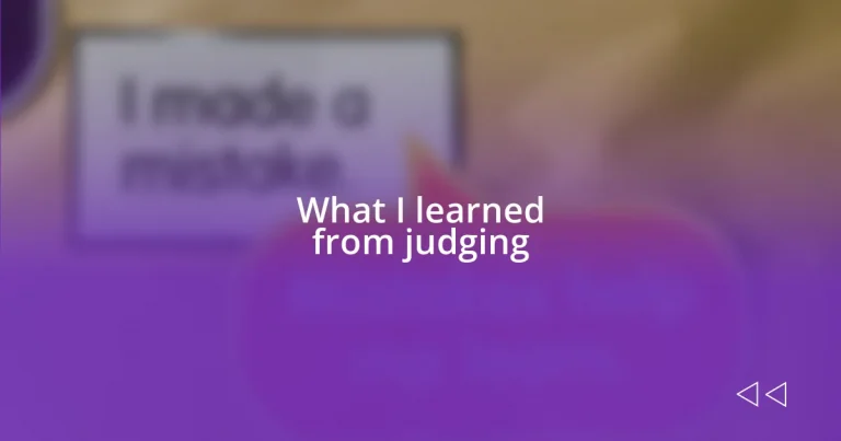 What I learned from judging