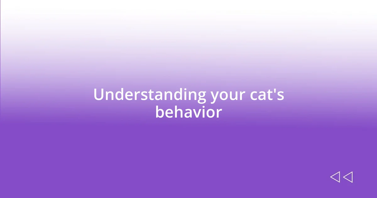 Understanding your cat