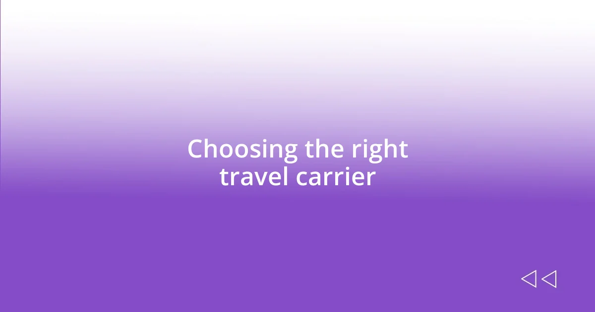 Choosing the right travel carrier