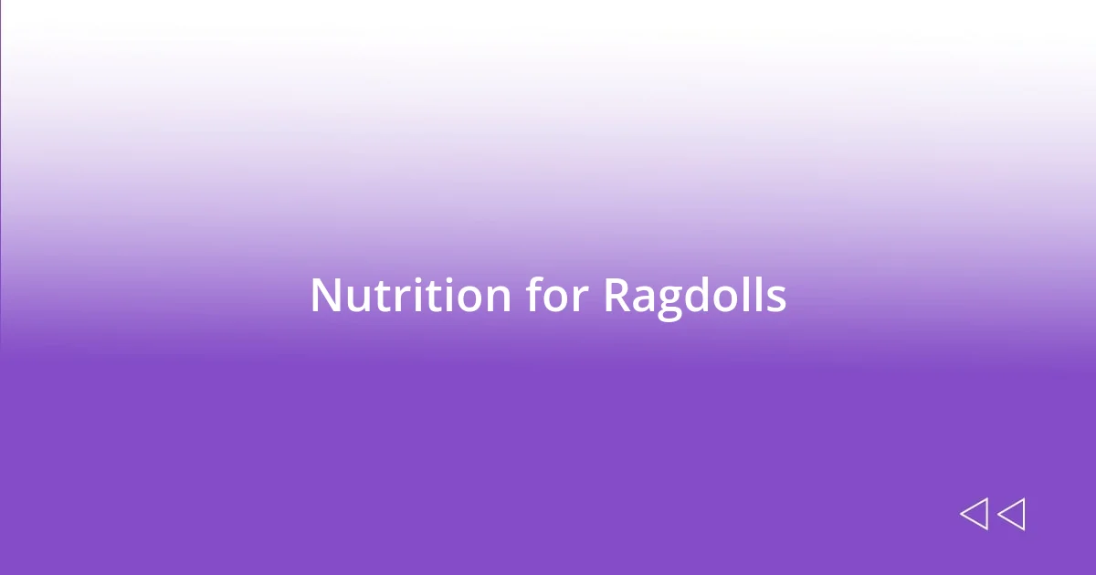 Nutrition for Ragdolls