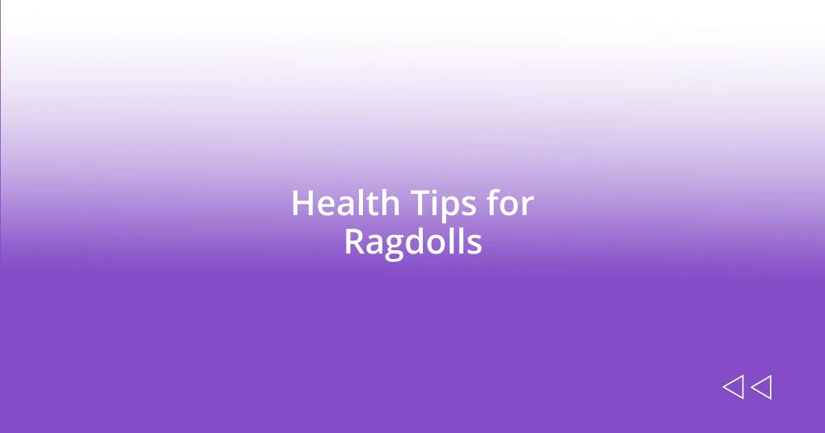 Health Tips for Ragdolls