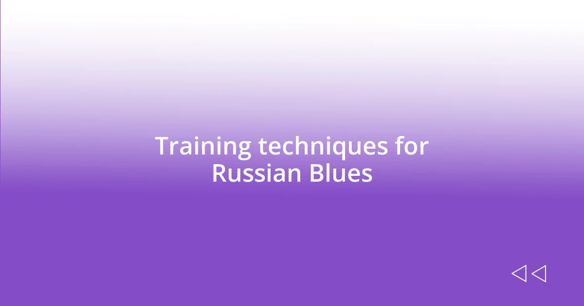 Training techniques for Russian Blues