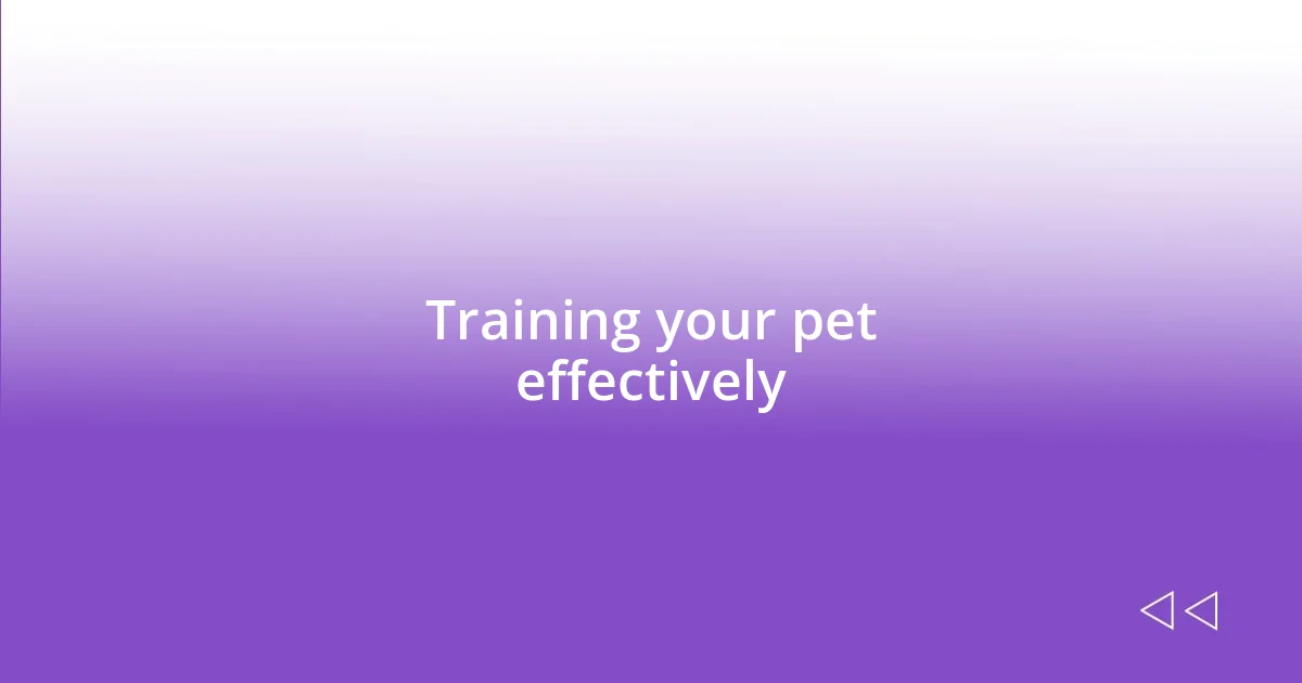 Training your pet effectively