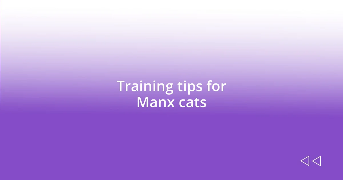 Training tips for Manx cats