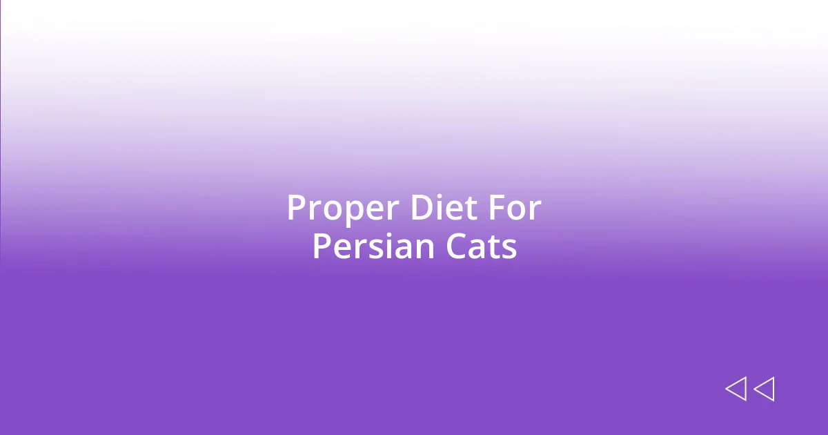 Proper Diet For Persian Cats