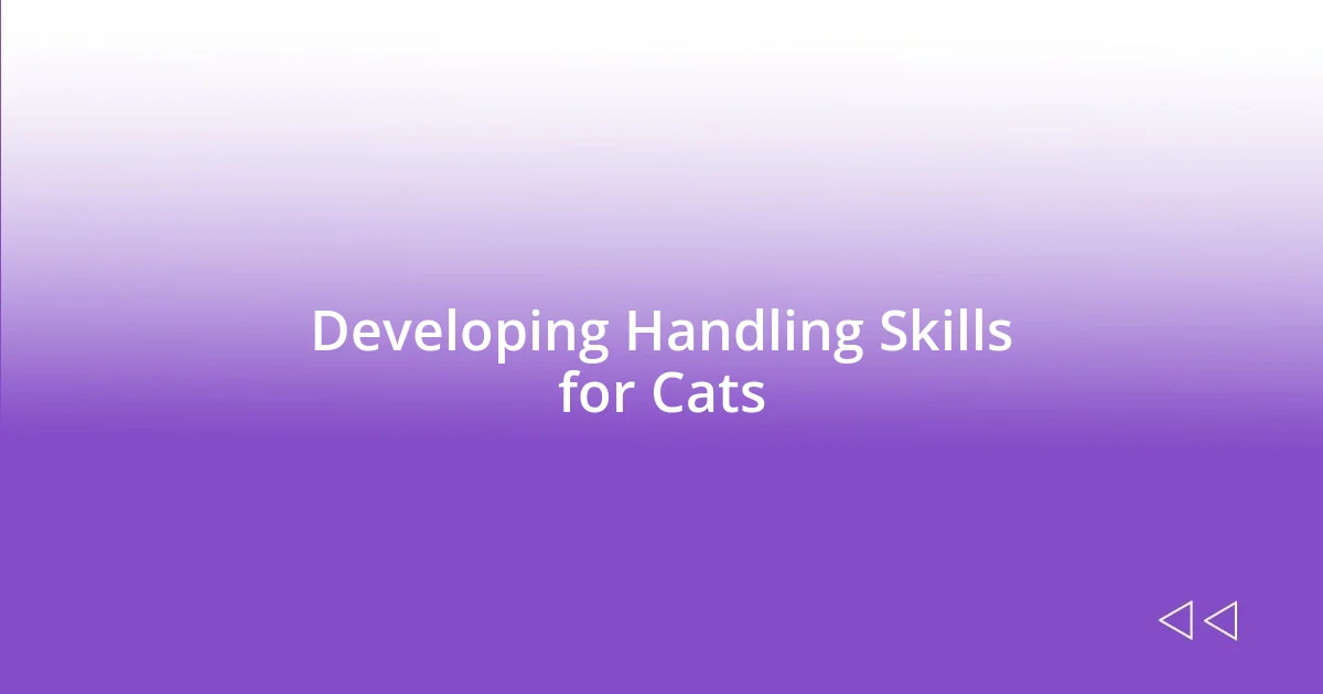 Developing Handling Skills for Cats